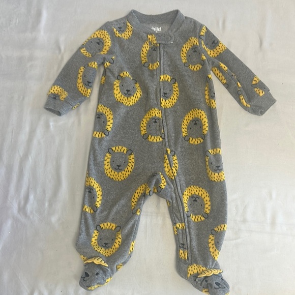 Carter's Gray and Yellow Footie with Playful Lion Pattern - Picture 1 of 4